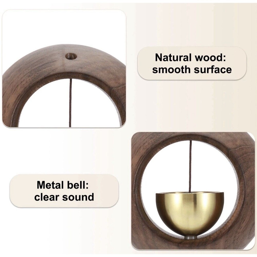 Shopkeepers Bell Wood Door Chime Hanging Magnetic Door Bell Brown Round - Picture 4 of 6